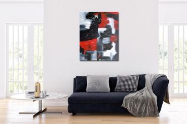 zeitgenössische kunst schwarz rot weiß - abstrakt 1422